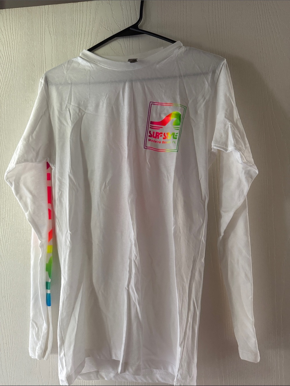 surf style Multicolor Neon Logo Tee - Pink, Orange, Yellow, Green